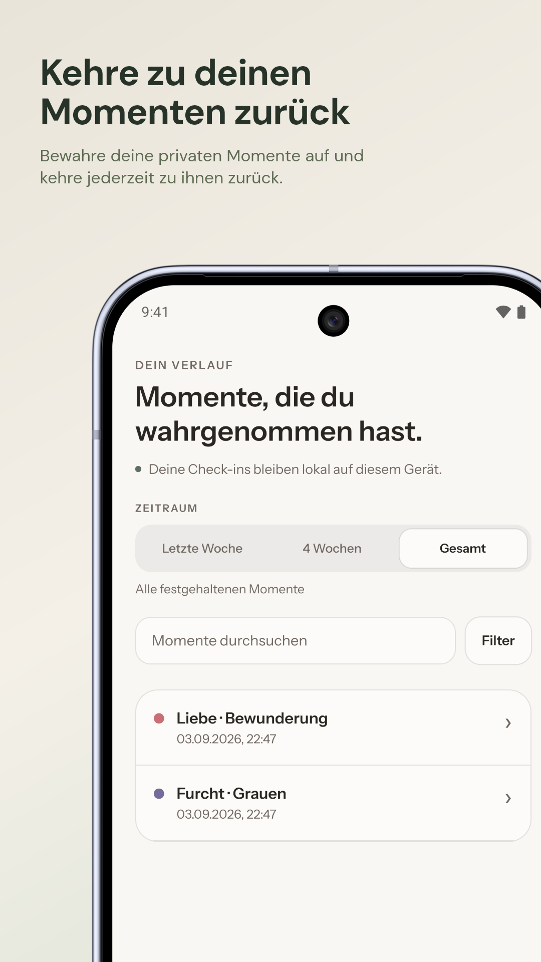 Lokaler Verlauf emotionaler Momente in Youmotion