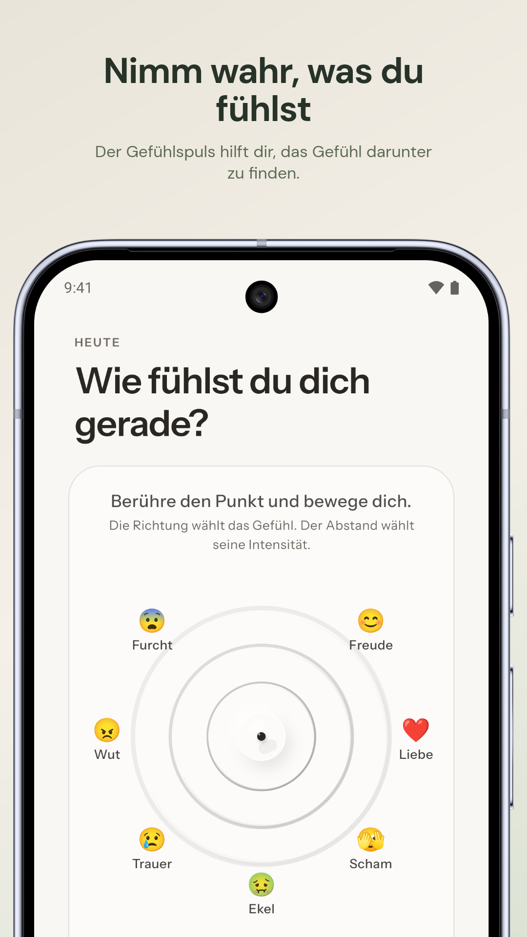 Der Gefühlspuls auf dem Heute-Bildschirm von Youmotion